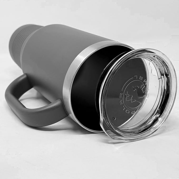 40oz Vacuum Insulated Travel Mug with Handle, Bronco Rider, Personalized Engraving Included (Gray)