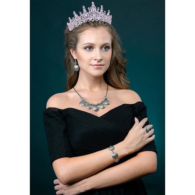 VELSCRUN Purple Crystal Birthday Tiara Crowns for Women Girls It's My Birthday Sash Queen Girls Princess Crown with Combs Happy Birth Party Decorations Mom Sisters Birth Gift Hair Accessories