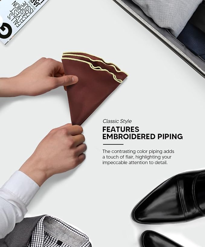 Premium Pre-Folded Four-Point Suit Pocket Square for Men with Sewn Pocket Fold