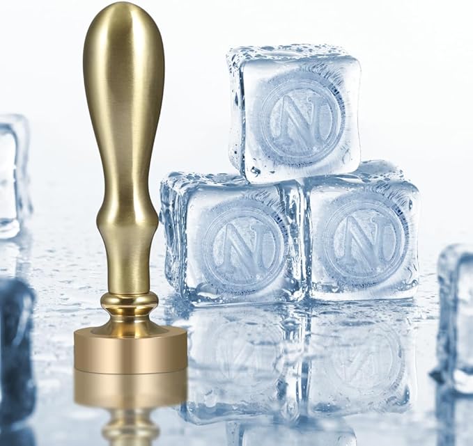 Ice Cube Stamp for Cocktails Ice Stamp Brass Head with Handle, Ice Branding Stamp for Ice Cubes Cocktail Whiskey Drinks Party Wedding Making DIY Crafting (Letter N)