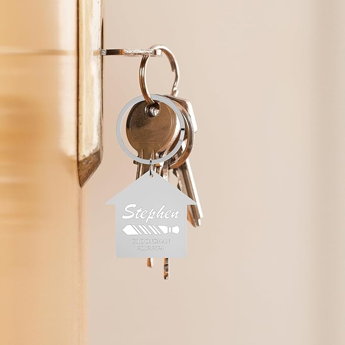 Custom Home Keychains, Pack 5-100 House Shaped Personalized Metal Keychains with Your Logo/Text