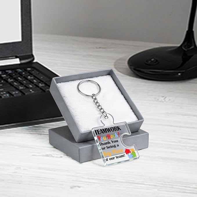 Team Appreciation Gifts for Employee Coworker Staff Bulk, Teamwork Thank You Gift Set Puzzle Piece Acrylic Keychains
