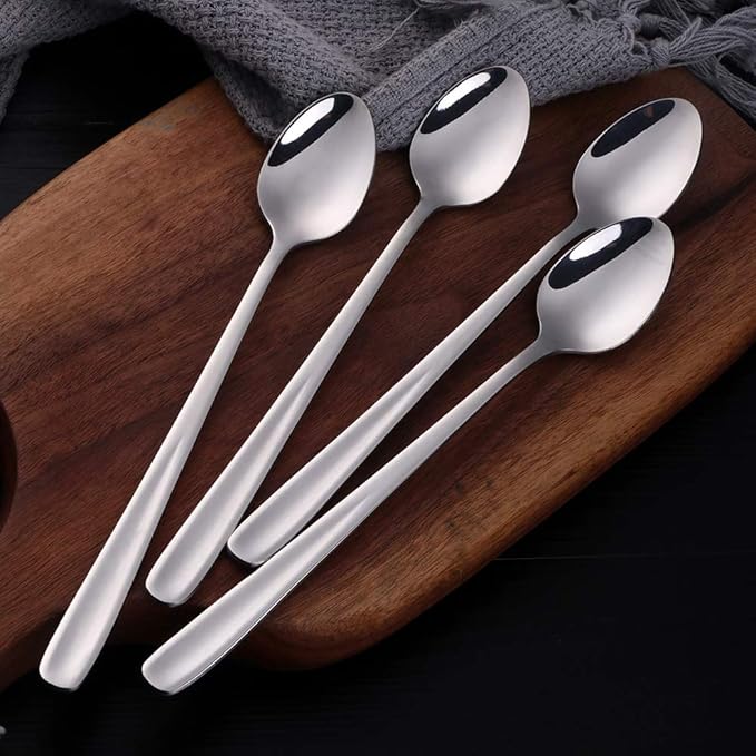 Buyer Star Long Handle Iced Tea Spoons Set of 6, 8 inch 18/10 Coffee Spoon Sets for Mixing, Cocktail Stirring, Tea, Coffee, Milkshake, Cold Drink