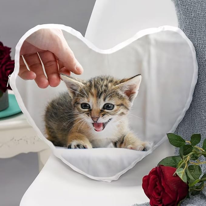 Custom Love Shaped Pillow, Personalized Pillow with Your Own Photo, Cute Room Decor Pillow for Bedroom Sofa Chair, 20 Inches