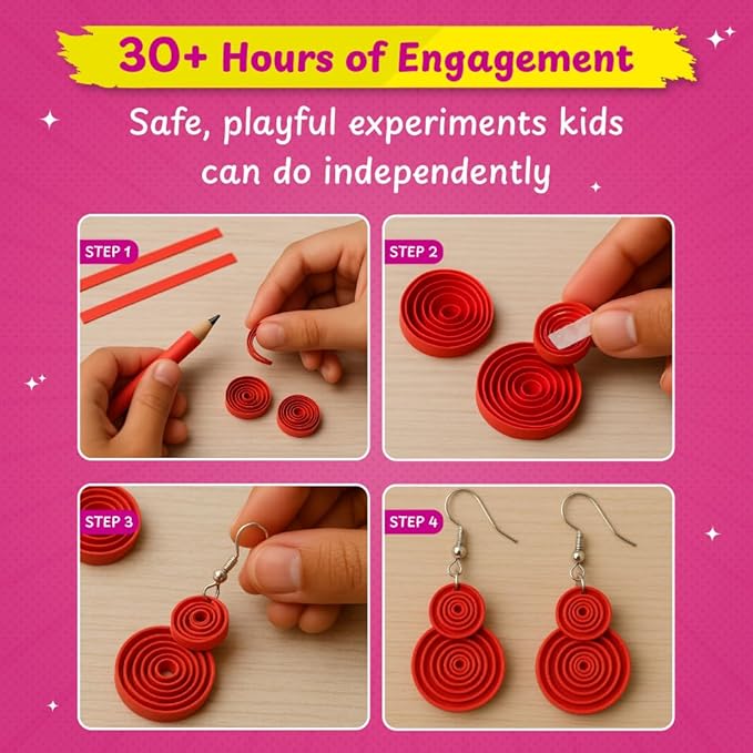 50+ Experiments Science Kit for Girls, Includes DIY Nail Art, Personalised Jewellery, Lip Balm, Frozen Wonderland | Birthday Gift for Girls, Educational Toy for Kids - Curious Junior