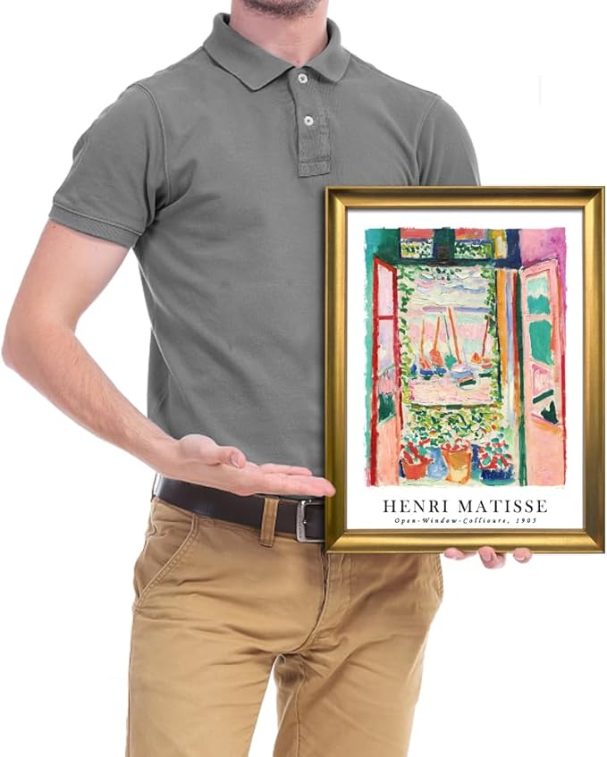 Wieco Art Framed Wall Art Open Window Collioure 1905 by Henri Mattise Abstract Colorful Art Matisse Posters Canvas Prints for Wall and Home Office Decorations Bronze Gold Frame