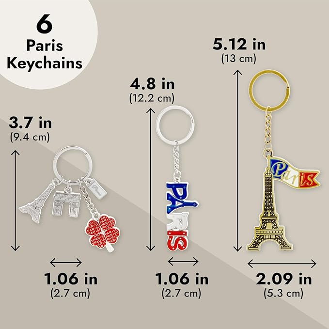 Juvale 6 Pack Keychain Souvenir Gifts, Souvenir Gift, Key Rings