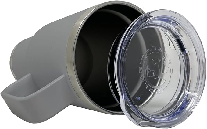 LaserGram 20oz Vacuum Insulated Travel Mug with Handle, Cup of Coffee, Personalized Engraving Included (Gray)