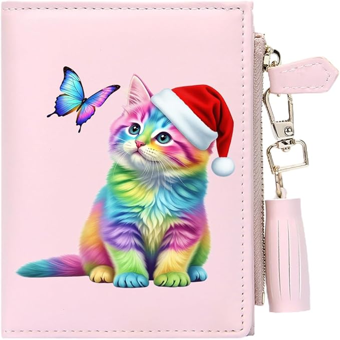 GEEAD Custom Design Small Wallets for Women Bifold Slim Coin Purse Zipper ID Card Holder for Christmas