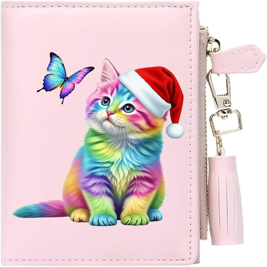 GEEAD Custom Design Small Wallets for Women Bifold Slim Coin Purse Zipper ID Card Holder for Christmas