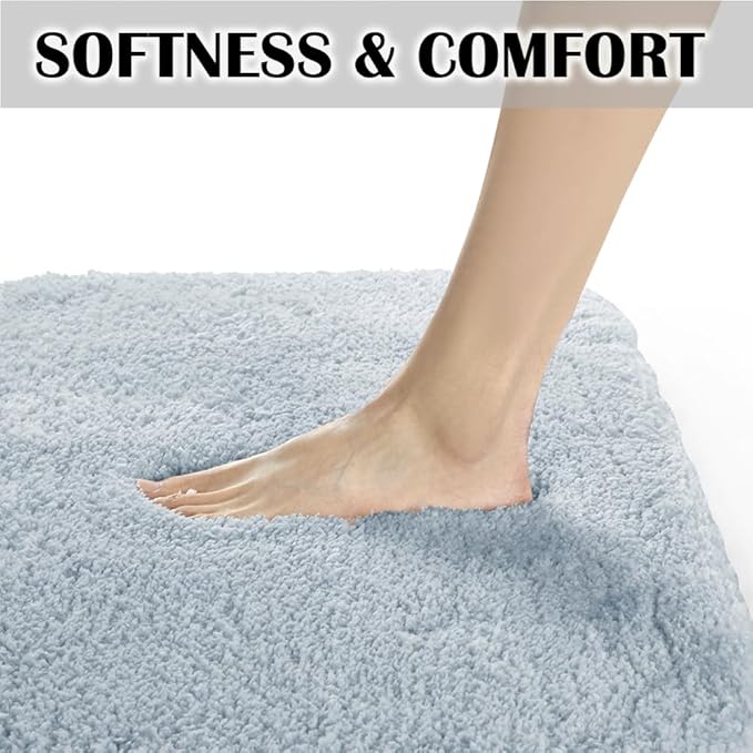 Suchtale Large Bathroom Rug Extra Soft and Absorbent Shaggy Mat (24 x 60, Light Blue) Machine Washable Microfiber Bath Mat with Non Slip Rubber Back