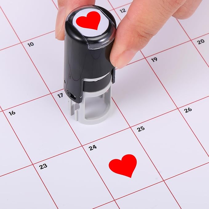 Supervitae 2 Pack Valentine's Day Heart Print Stamps Ink Stamper Mini Self Inking Stamps for Classroom Party Educational Learning Activities Craft Supplies