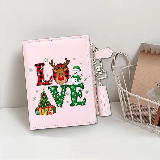 GEEAD Custom Design Small Wallets for Women Bifold Slim Coin Purse Zipper ID Card Holder for Christmas