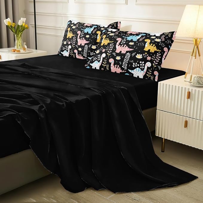 Boys Dinosaur Comforter Sets Full 5PCS,Dinosaur Cute Bedding Set for Kids,Cartoon Dinosaurs Twin Comforter Set,Boys Bed in a Bag with Flat Sheet and Fitted Sheet,Pillowcase