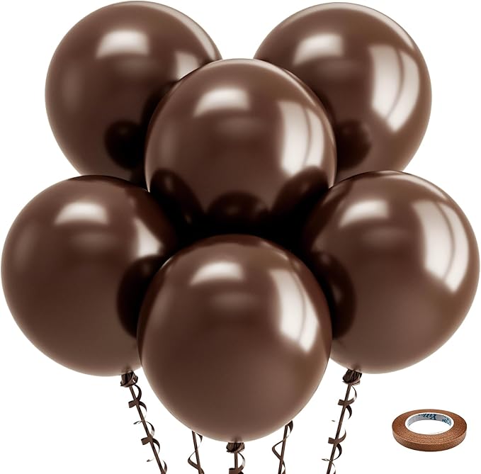 Bezente Brown Balloons 18 Inch - 30 Pack Large Thick Brown Balloons Big Round Dark Brown Latex Balloons for Thanksgiving Birthday Bridal Shower Graduation Anniversary Party Decorations