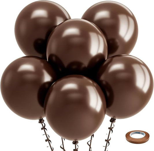Bezente Brown Balloons 18 Inch - 30 Pack Large Thick Brown Balloons Big Round Dark Brown Latex Balloons for Thanksgiving Birthday Bridal Shower Graduation Anniversary Party Decorations