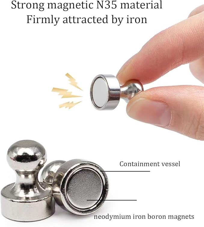 Fridge Magnet, 20Pcs Refrigerator Magnets, Small and Strong Magnets for Whiteboard, Office, Classroom, Map, Kitchen Accessories, Office Accessories, Locker Accessories, Silver & Golden