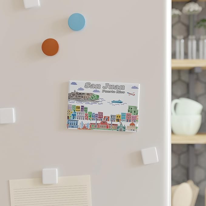 City Themed Artwork Magnet Collection by Beary Blu - Designed in The USA, Collectible Souvenirs Gifts 2.5" x 3.5" (San Juan Puerto Rico)