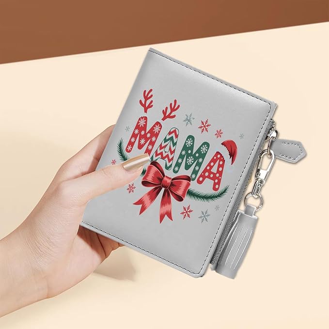 GEEAD Custom Design Small Wallets for Women Bifold Slim Coin Purse Zipper ID Card Holder for Christmas