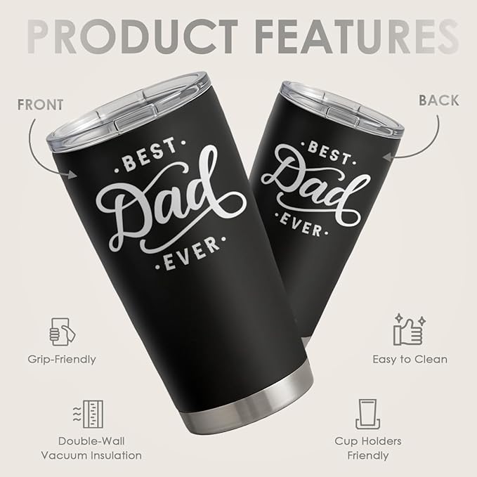 SANDJEST Dad Tumbler Gifts for Dad from Daughters Sons - 20oz Stainless Steel Insulated Coffee Travel Mug Christmas, Birthday, Father's Day Gift