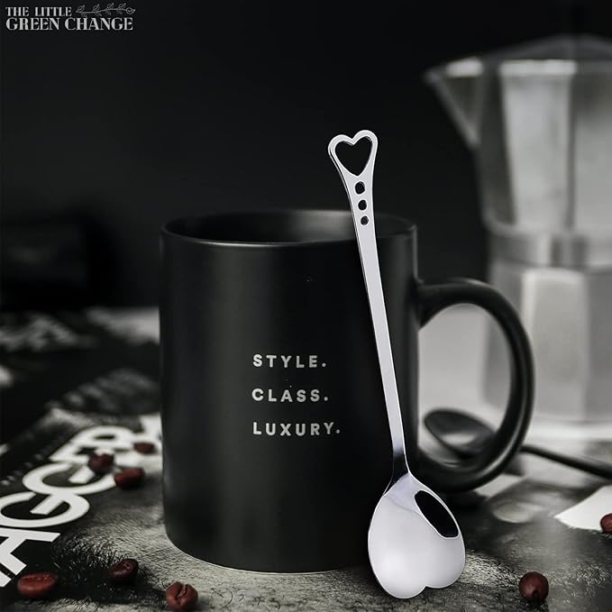 5.6'' Sugar Spoon - Heart Spoons for Coffee Set of 6 Stainless Steel Design, Valentines Spoons for Gifting – Cute Spoon for Coffee, Tea, Cocktails, Ice Cream and Desserts | Elegant Table Decor