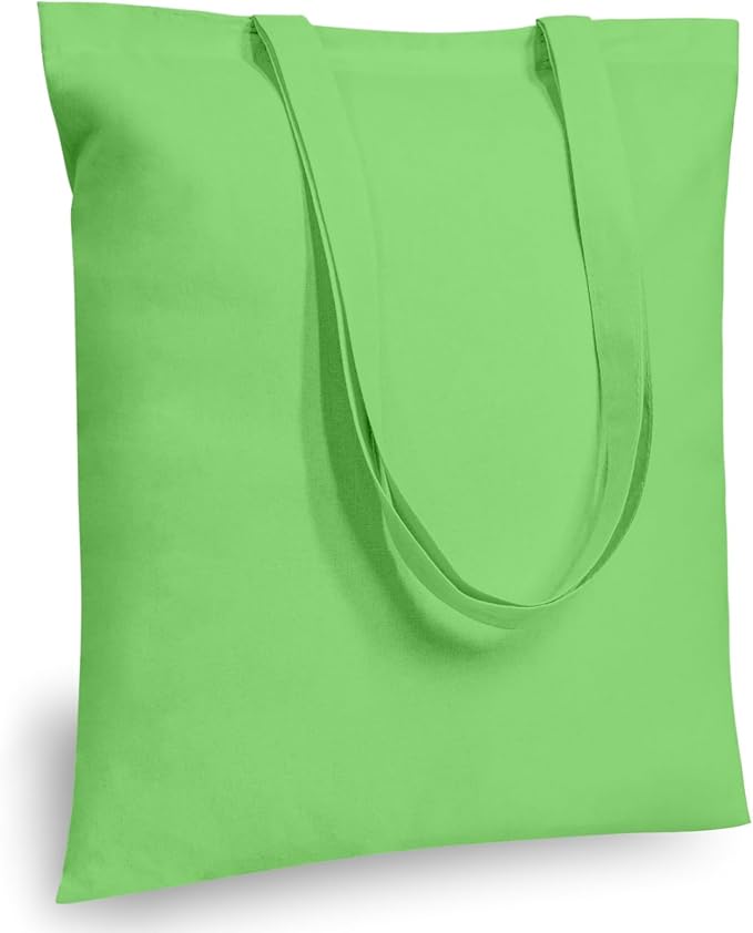 TOPDesign 6-Pack Economical 16"x15" Baby Green Cotton Tote Bags, Lightweight Medium Reusable Grocery Shopping Cloth Bags, Suitable for DIY, Advertising, Promotion, Gift, Activity