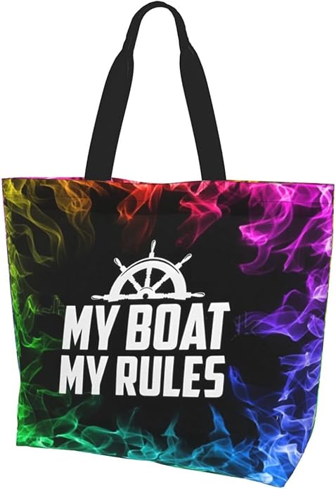My Boat My Rules Large Reusable Eco-friendly Shopping Bags Portable Storage Handbag