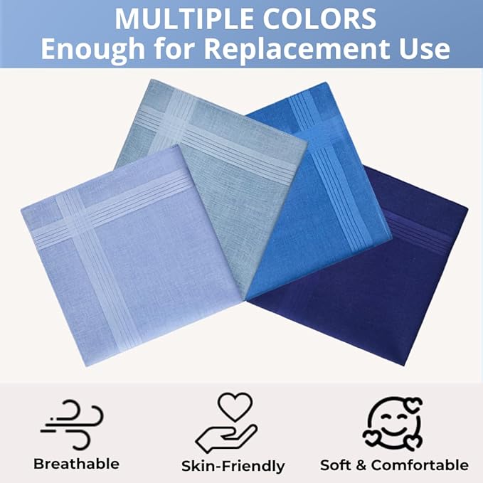 8 Pack Men's Handkerchiefs Cotton Handkerchiefs for Men 16 inch Large Mens Pocket Square Hankies Gents Hankerchieves for Men Women