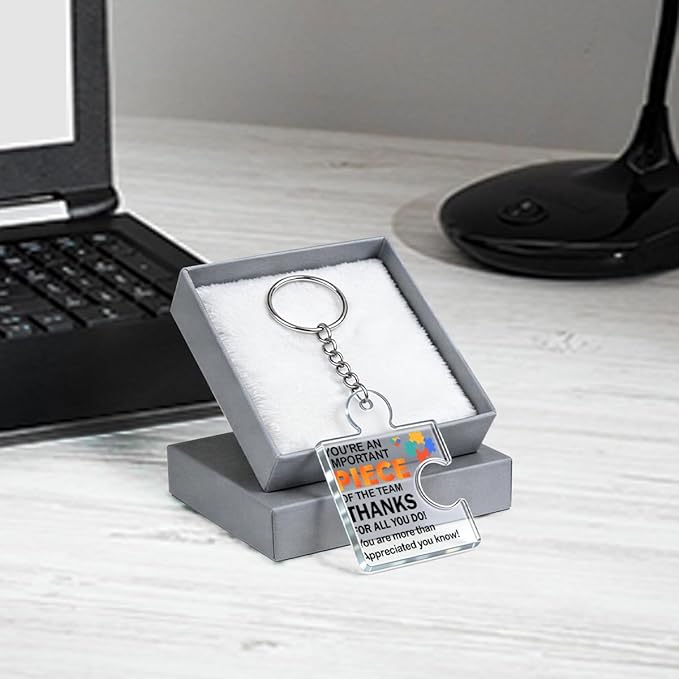 Team Appreciation Gifts for Employee Coworker Staff Bulk, Teamwork Thank You Gift Set Puzzle Piece Acrylic Keychains