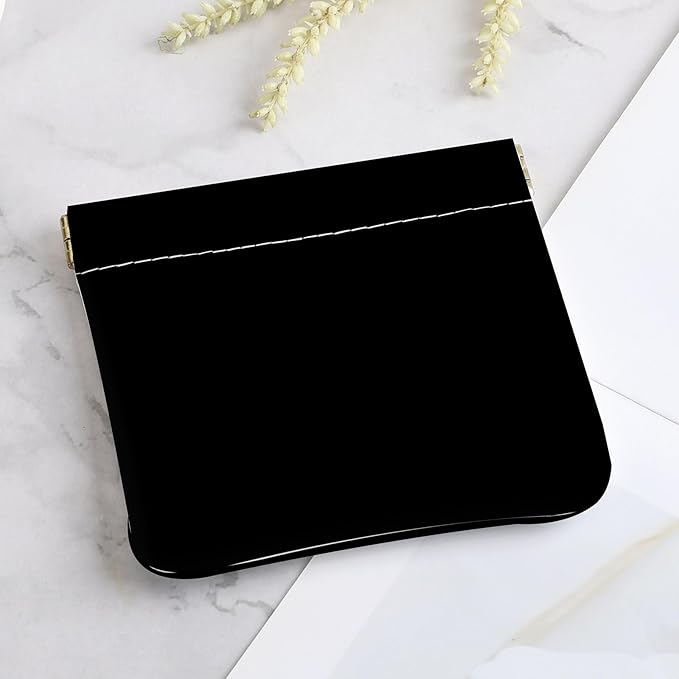 2Pcs PU Leather Small Squeeze Coin Purse Pouch Mini coin Bag Unique And Cute Wallet Cosmetic Bags Change Bag For Women Girls Men （Black