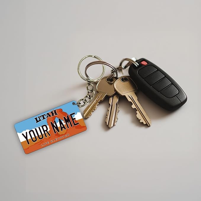 License Plate Keychain - Personalized - All States Multicolor