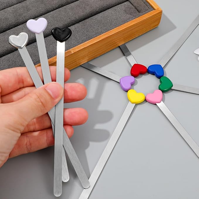 Love Heart Metal Bookmark Set - Color Stainless Steel Bookmarks, Reading Page Markers Gifts for Women, Book Lover, Girls, Boys,Couples Gifts (Love Heart 9PC)
