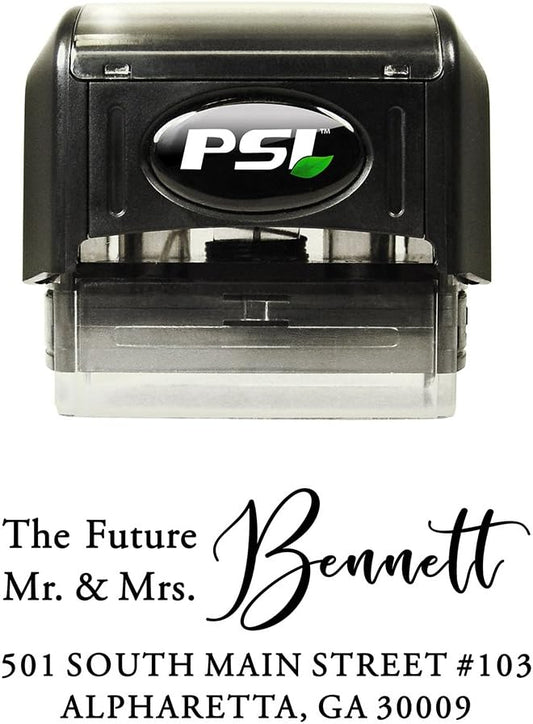 Future Mr. and Mrs. Custom Self Ink Wedding Return Address Stamp - Black Ink