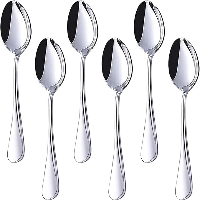 HANSGO Stainless Steel Teaspoons, 6-Piece Coffee & Dessert Spoons Set, 6.7 Inch Small Spoons for Tea, Sugar, Yogurt & Ice Cream, Mirror Polished, Dishwasher Safe