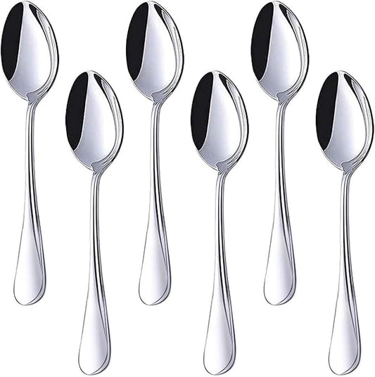 HANSGO Stainless Steel Teaspoons, 6-Piece Coffee & Dessert Spoons Set, 6.7 Inch Small Spoons for Tea, Sugar, Yogurt & Ice Cream, Mirror Polished, Dishwasher Safe