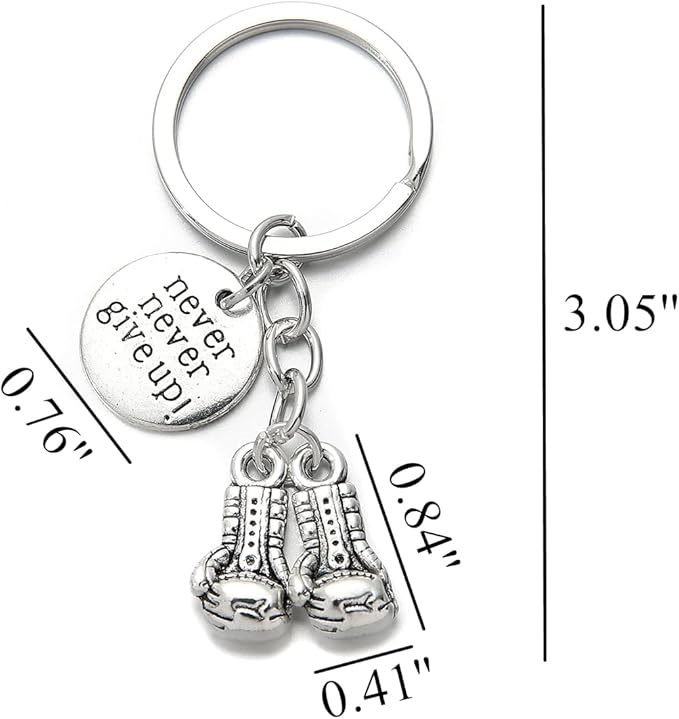 PHAETON 20PCS Never Give Up Boxing Keychain Boxing Gloves Charm Keyring Inspirational Gifts for Boxers Boxing Coach Boxing Keychain Fitness Gifts Boxer Fan GiftSport Lover