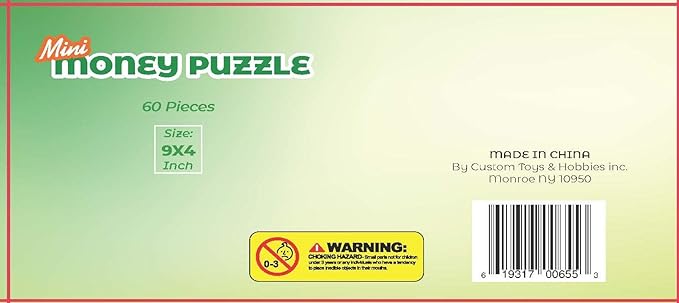 Dollar Bill Copy Money Puzzles - Adults Educational Kids Money Puzzle Souvenir Gift for Christmas Birthday Party Favor Mini Jigsaw Puzzle 9 x 4 in. (5.000)