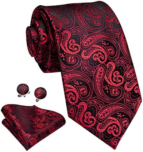 Hi-Tie Lot 5 Pcs Gift Box Mens Tie Set Necktie with Pocket Square Cufflinks Silk Neck Tie Collection - Image 7