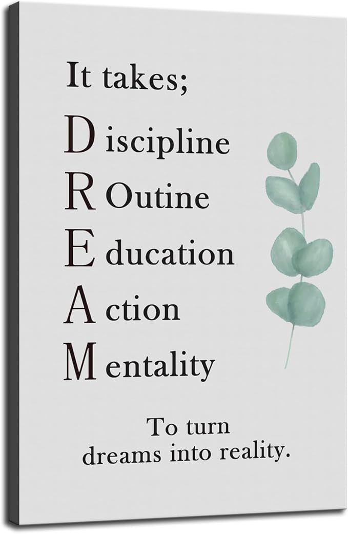 Dream Ideal Motivational Canvas Wall Art To Turn Dreams Into Reality Inspirational Poster Inspiring Painting Prints Wall Pictures for Living Room Home Office Gym Decor Framed Artwork [36''H x 24''W]