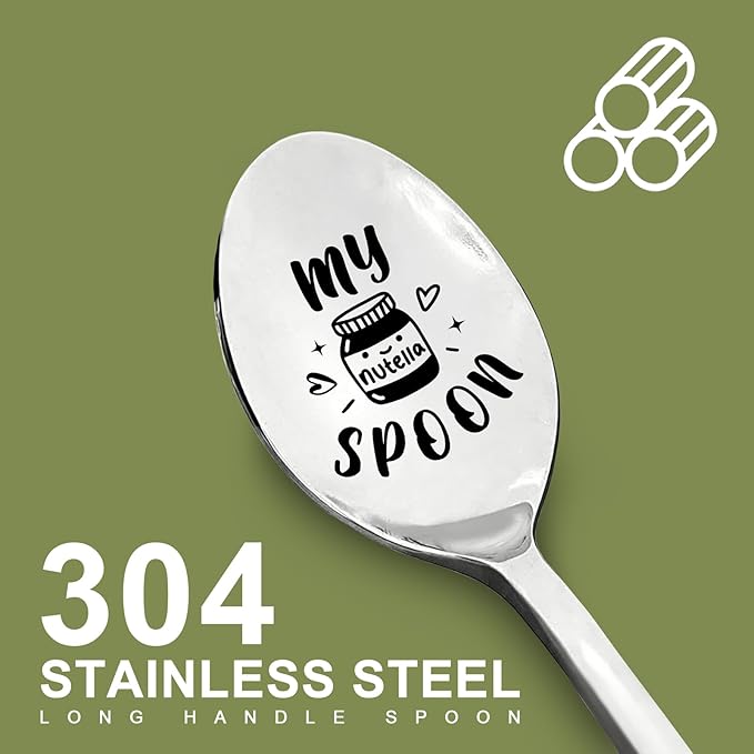 Nutella Spoon Stainless Steel, My Nutella Spoon for Dessert Cake, Gift for Nutella Lovers, Women Men, Christmas Birthday Housewarming Gif