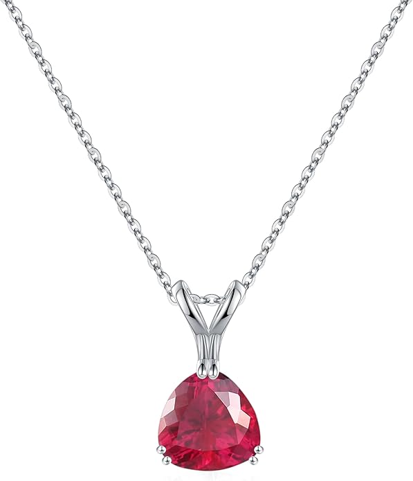 Turandoss S925 Sterling Silver Birthstone Necklaces for Women, Dainty 925 Sterling Silver 12 Months Triangle Birthstone Pendant Necklace Silver Jewelry Birthday Gifts for Teen Girls