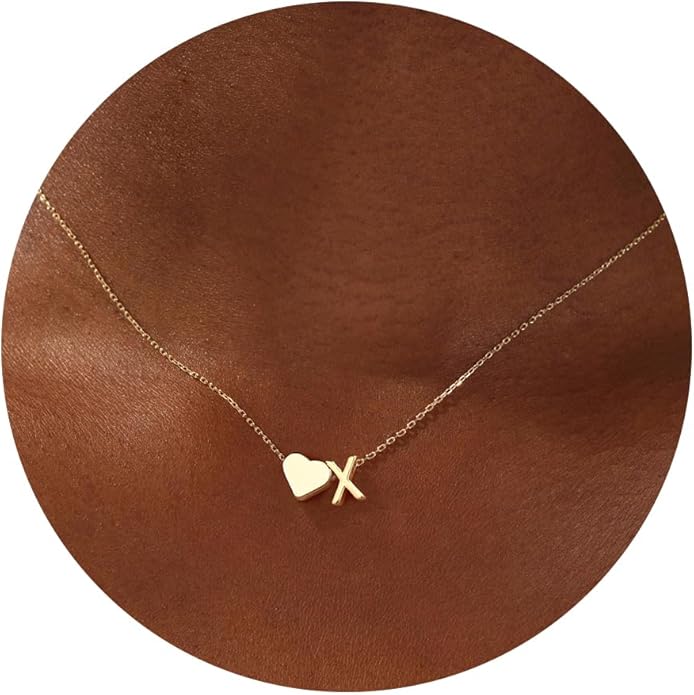Turandoss Valentines Day Gifts for Kids Teen Girls - Dainty 18K Gold Plated Heart Initial A-Z Pendant Necklace Trendy Jewelry Heart Necklaces Birthday Valentines Day Gifts for Girlfriend Wife Women