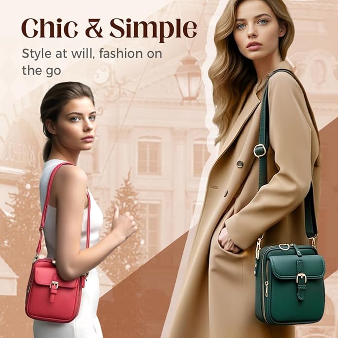 Crossbody Leather Bag for Women, Multi-Slot Multifunctional Large Capacity Bags Adjustable Shoulder Bags