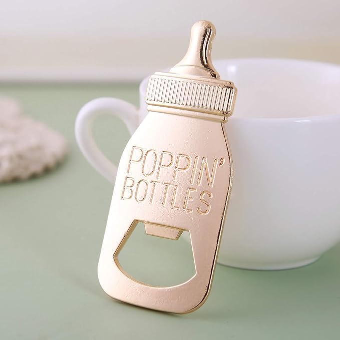24 Pack Baby Shower Favors Bottle Opener Baby Shower Souvenirs Poppin Bottle Baby Birthday Party Giveaways,Baby Shower/Gender Reveal Party Supplies Decoration Gift (Pink, 24)
