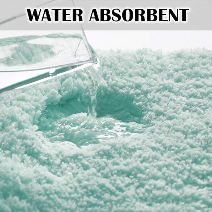 Suchtale Extra Soft & Absorbent Shaggy Bath Mat (24 x 40, Aqua) - Machine Washable Microfiber, Non Slip, Luxury Floor Mat