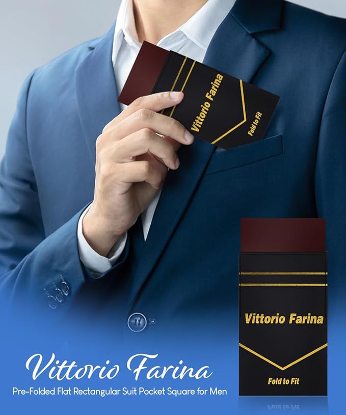 Premium Pre-Folded Four-Point Suit Pocket Square for Men with Sewn Pocket Fold
