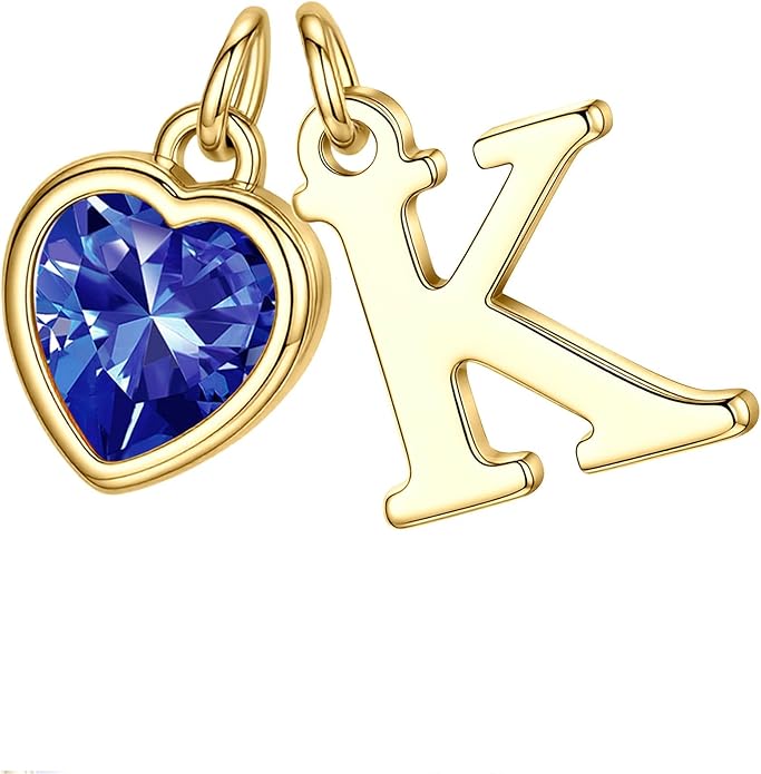 Turandoss Valentines Day Gifts for Her Trendy, Dainty 14K Gold Plated Initial A-Z Heart Birthstone Pendant Necklace Personalized Bridesmaid Birthday Valentines Jewelry Gifts for Women Girls