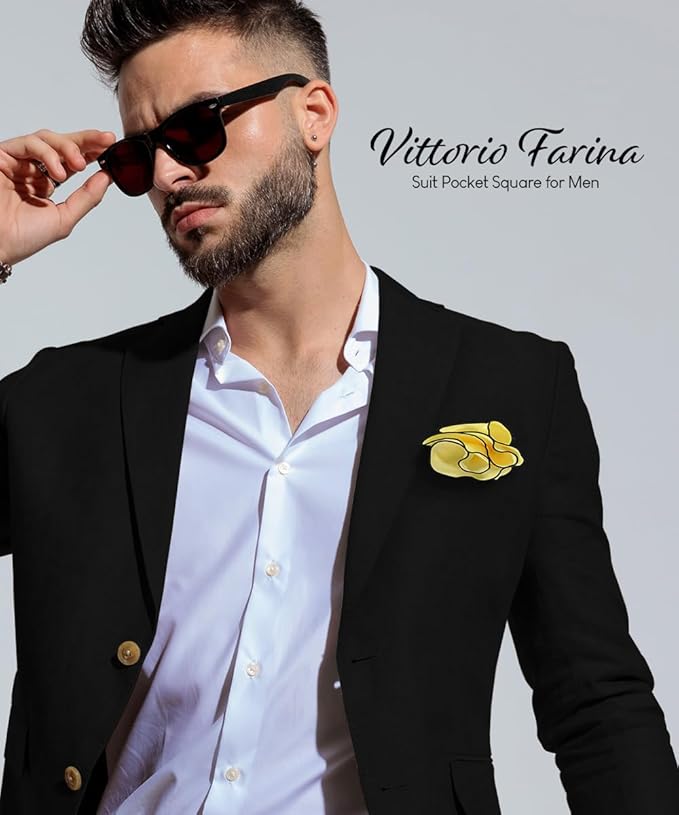 Premium Pre-Folded Four-Point Suit Pocket Square for Men with Sewn Pocket Fold