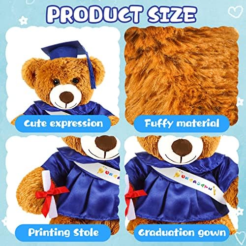 Foilswirl Graduation Bear 2026 with Gown Cap Tassel Graduation Stuffed Animal Plush Bear Toy for Class of 2026 Prek Preschool Kindergarten High School College Graduate Gift (14”, Royal Blue) - Image 3