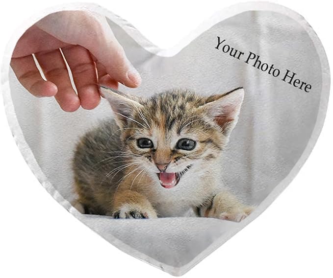 Customizable Heart Shaped Pillow, Personalized Picture Throw Pillows for Valentine's Day, Mother's Day, 16"